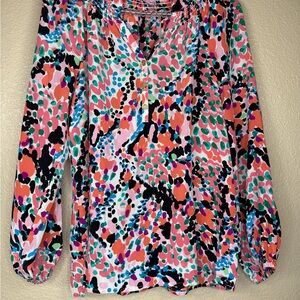 Lilly Pulitzer Pink and Blue Abstract Blouse